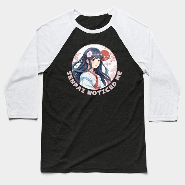 Japanese Anime senpai Baseball T-Shirt by Japanese Fever